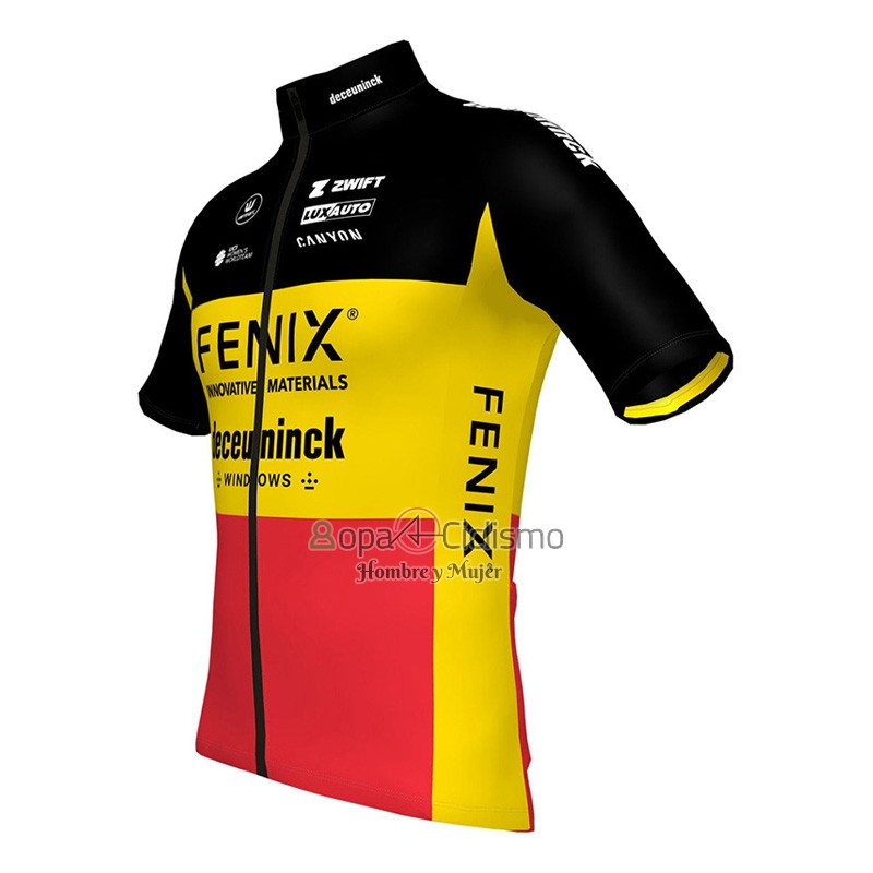 Deceuninck Quick Step Ropa Ciclismo Culotte Corto 2023 Mangas Cortas AMarillo Rojo